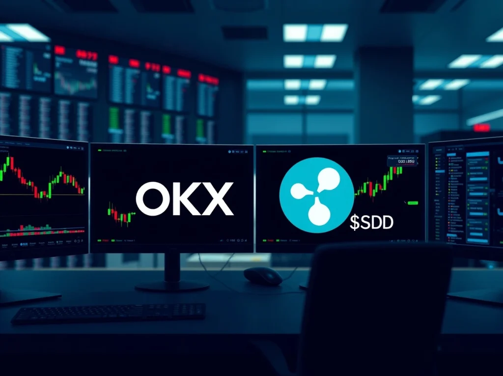 RLUSD stablecoin logo displayed on a trading interface at OKX exchange, symbolizing Ripple's expanded stablecoin reach.