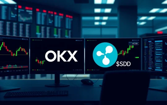 RLUSD stablecoin logo displayed on a trading interface at OKX exchange, symbolizing Ripple's expanded stablecoin reach.