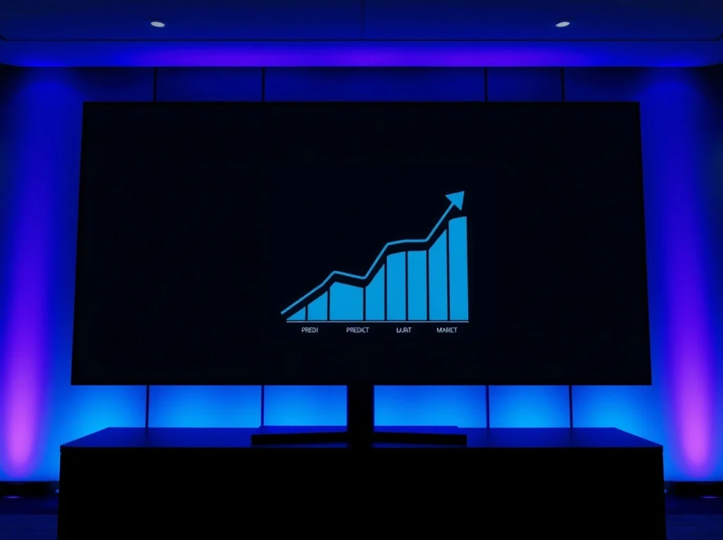Digital interface of a prediction market platform on a large screen, representing Roobet's new feature.
