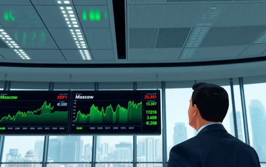 Russia's biggest exchange adds XRP, Solana, TRON, and BNB indexes displayed on trading screens in Moscow