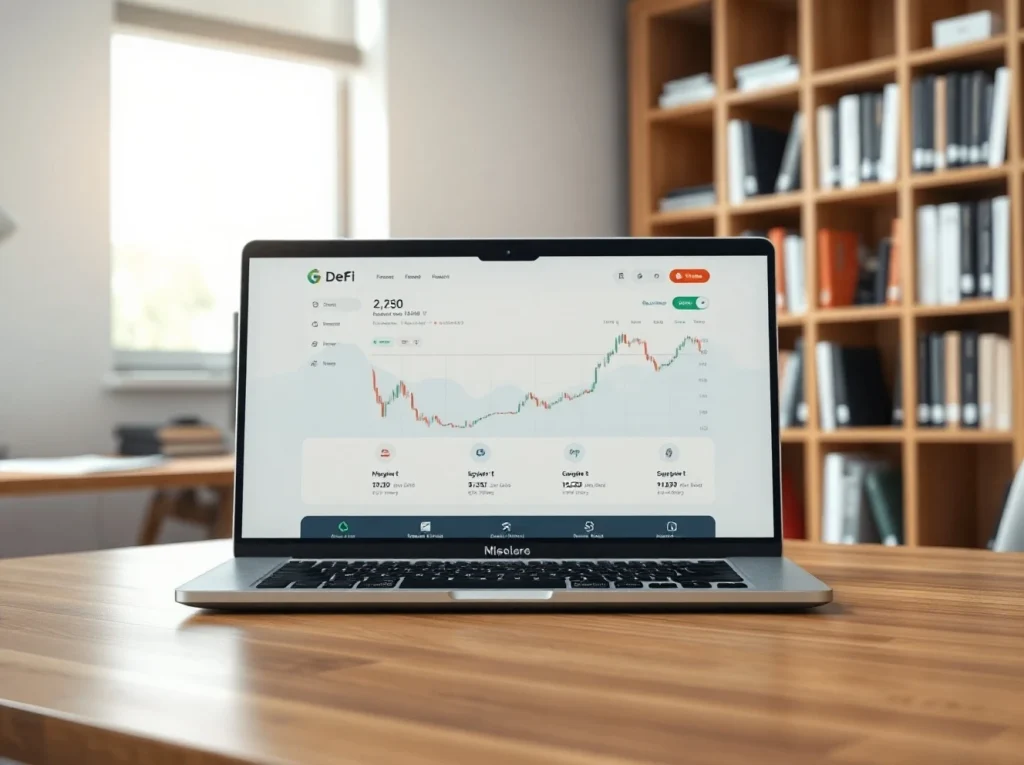 SEC DeFi guidance on broker rules for a laptop displaying a decentralized finance interface.