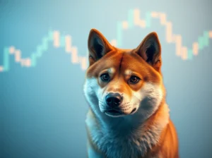 Shiba Inu dog mascot representing SHIB cryptocurrency price analysis and market movement.