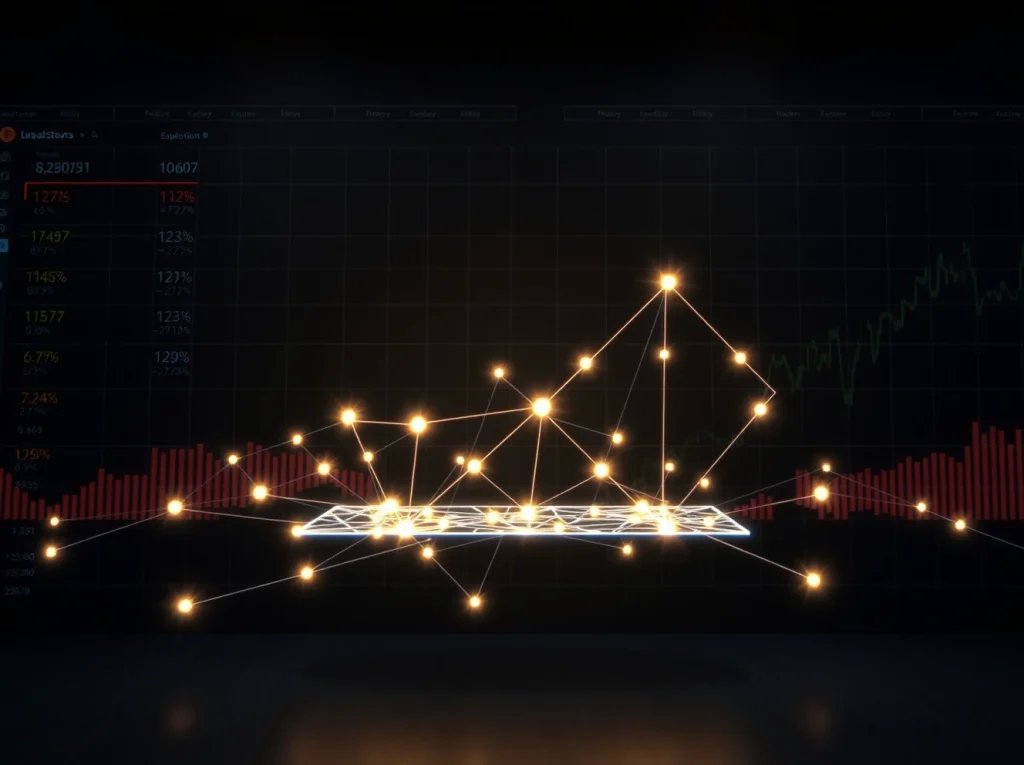 Blockchain transaction visualization representing Shiba Inu and crypto market activity surge.