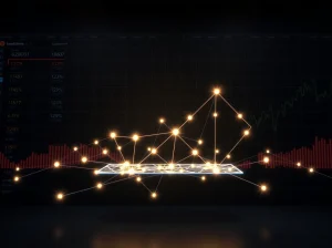 Blockchain transaction visualization representing Shiba Inu and crypto market activity surge.