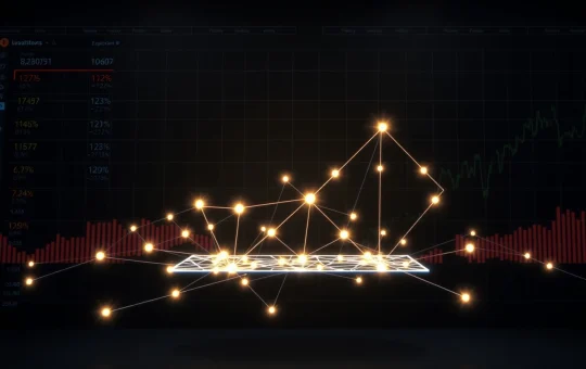 Blockchain transaction visualization representing Shiba Inu and crypto market activity surge.