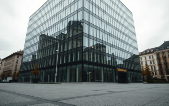 Modern office building in Zurich representing real estate assets tied to SNC Scandic Coin blockchain project