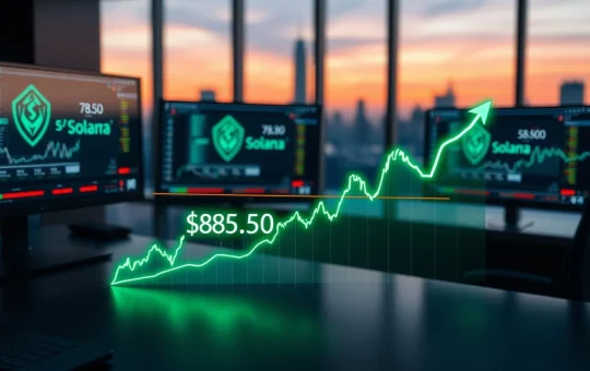 Solana price chart approaching $85.50 support level on a professional trading display