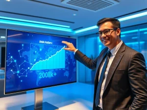 Financial analyst reviewing Solana RWA growth chart showing 200,000 holders milestone