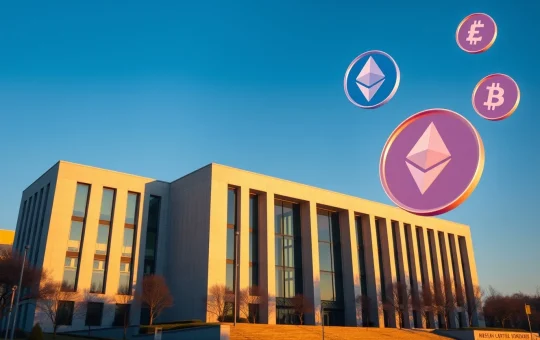 South Korea government building with digital cryptocurrency symbols representing new crypto tax law