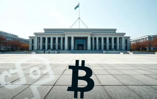 South Korea National Assembly building with subtle digital currency imagery representing new crypto tax law