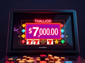 Spartans Casino's $7 million monthly leaderboard displayed on a slot machine screen, attracting players.