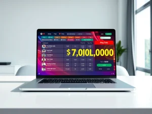 Spartans Casino's $7 million leaderboard displayed on a laptop screen, highlighting its major prize pool.