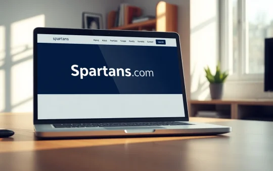 Spartans.com website launch on a laptop screen as major gambling firms report losses.