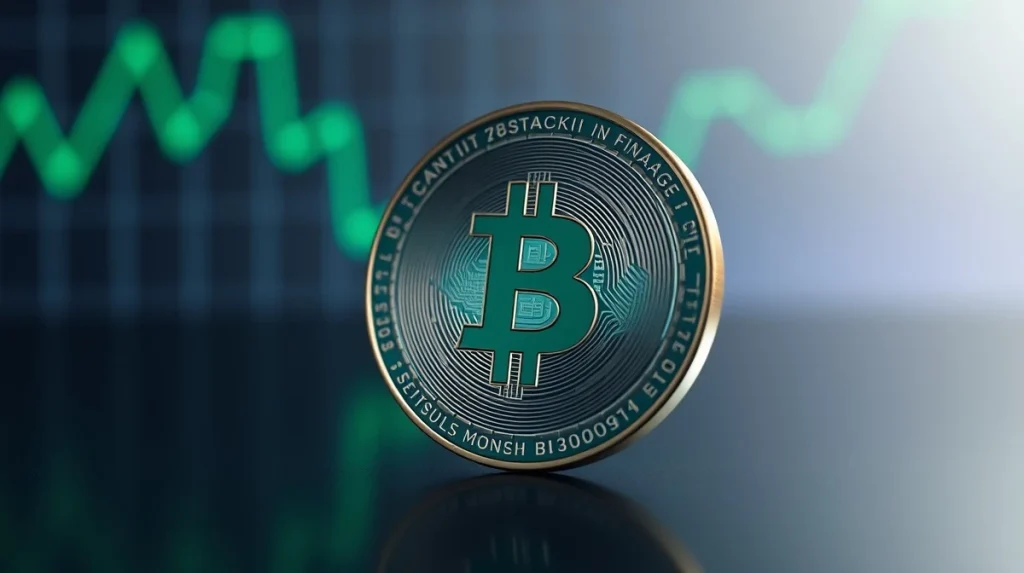 SUI cryptocurrency coin with upward trending graph in background representing bullish market momentum.