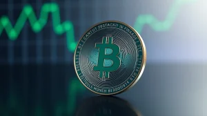 SUI cryptocurrency coin with upward trending graph in background representing bullish market momentum.