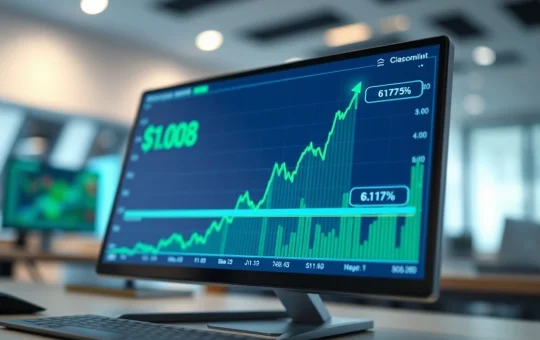 Cryptocurrency chart showing SUI token price surge with green upward trend