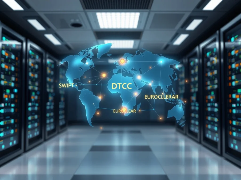 Global financial data network connecting Swift, DTCC, and Euroclear for blockchain interoperability.