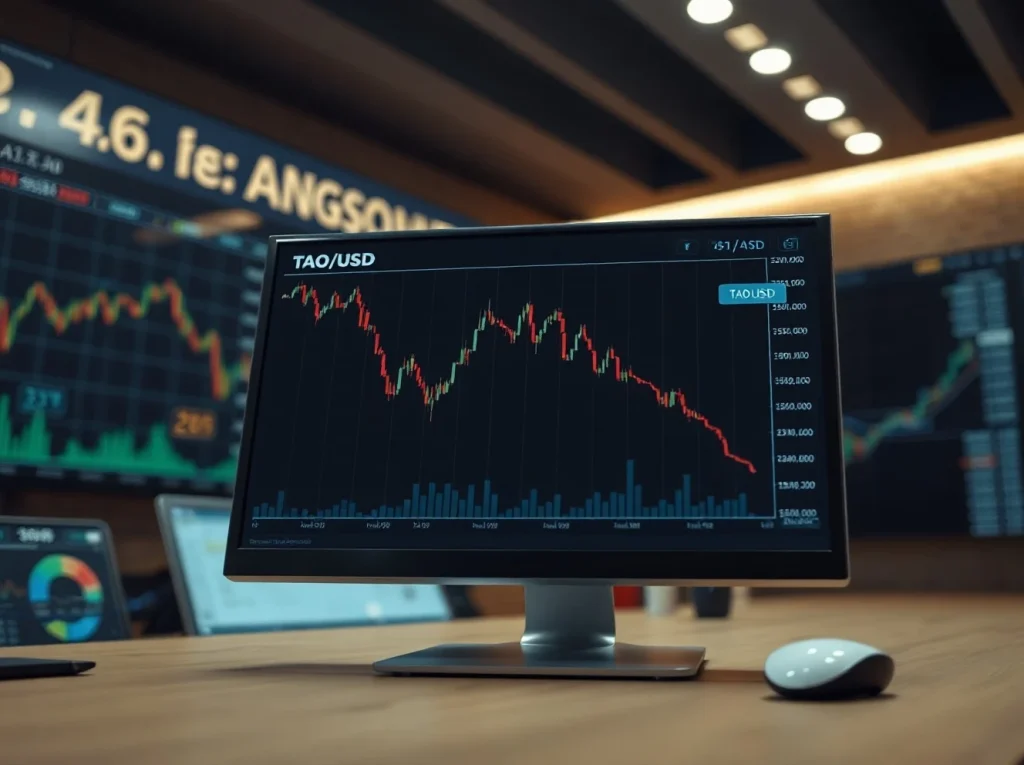 Analysis of TAO cryptocurrency price chart showing decline amid market pressure.