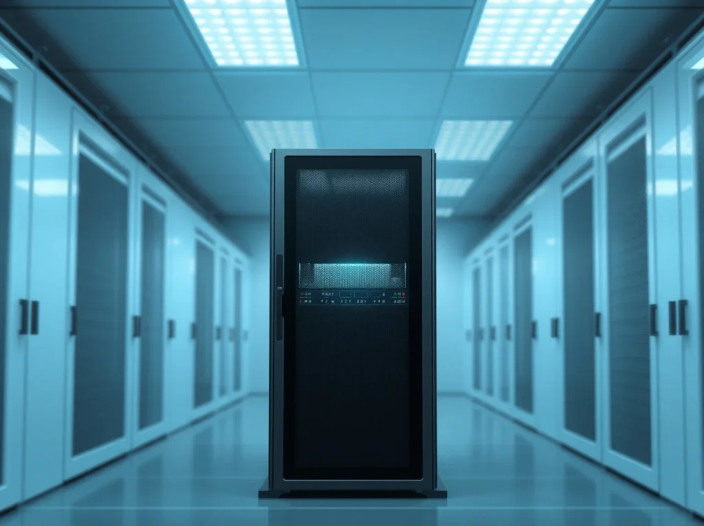 Modern data center server rack representing Uniblock's blockchain infrastructure integration platform.