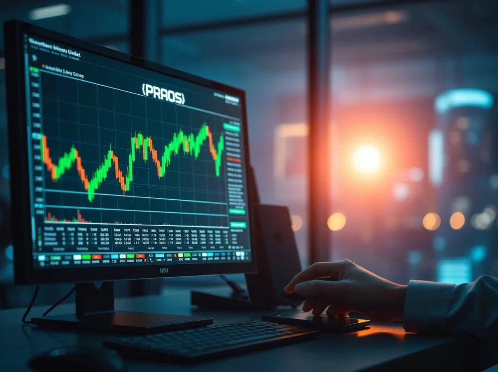 Pharos (PROS) token trading interface on Upbit exchange with candlestick chart