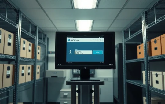 Government evidence room with monitor showing Ethereum transaction from seized wallet