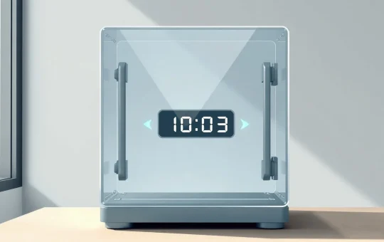 WLFI token lockup proposal represented by a secure vault with a long-term digital timer.