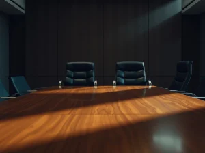 Empty boardroom chairs representing the rift between Ripple and Cardano leaders