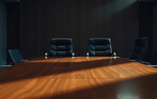 Empty boardroom chairs representing the rift between Ripple and Cardano leaders