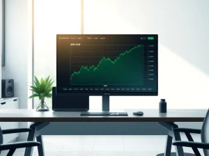 Financial chart showing a predicted surge in XRP price on a professional trading desk monitor.