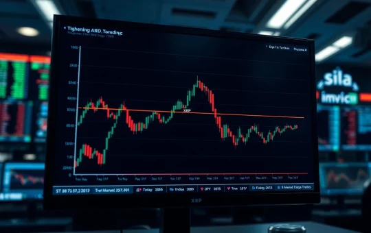 XRP price chart showing a tightening triangle pattern with support and resistance levels highlighted for a potential breakout move.