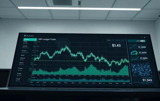 XRP price chart and XRP Ledger network visualization on a digital dashboard