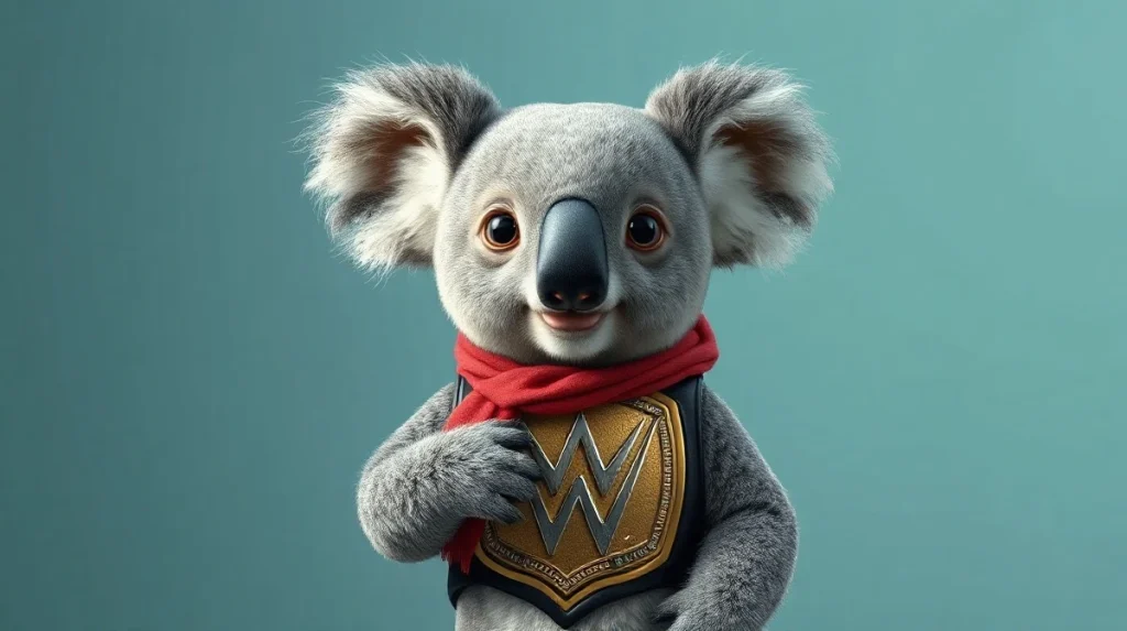 Customizable Solana NFT koala with wrestling-themed trait representing Chris Jericho collaboration