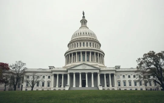 US Capitol building on a cloudy afternoon, symbolizing legislative action on crypto regulation.