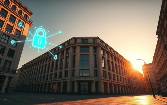 European Union financial district building with digital blockchain overlay symbolizing MiCA crypto regulation