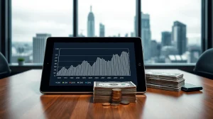 Invesco stablecoin reserve fund filing with tablet and Treasury bonds on desk