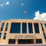 Exterior of the federal courthouse in Albuquerque, New Mexico, where the Kalshi-CFTC lawsuit is being heard.