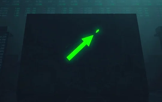 Dark stone wall with a green upward arrow symbolizing PYTH price resistance breakout attempt