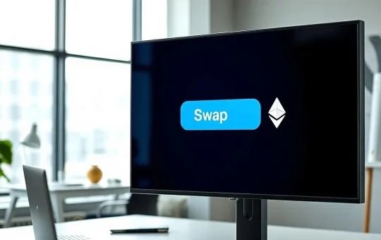 Digital interface showing a cryptocurrency swap transaction on a modern computer screen.