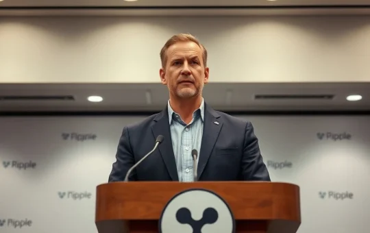 Ripple CEO Brad Garlinghouse speaking at a press conference about crypto regulation