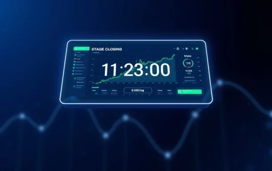 Futuristic trading dashboard with countdown timer for SeerDEX presale stage closing