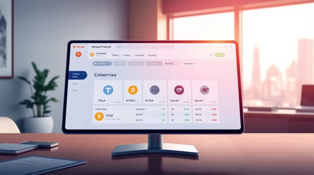 Venus Protocol interface showing tokenized stock collateral options on BNB Chain