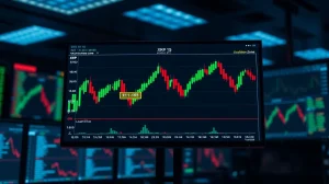 XRP price chart showing $1.15 resistance level with liquidation zone overlay