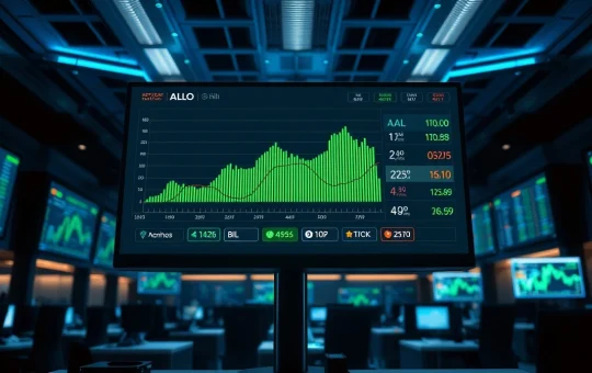 Cryptocurrency trading dashboard showing ALLO and BILL price charts with upward trends