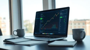 Laptop screen showing cryptocurrency data API dashboard and code editor