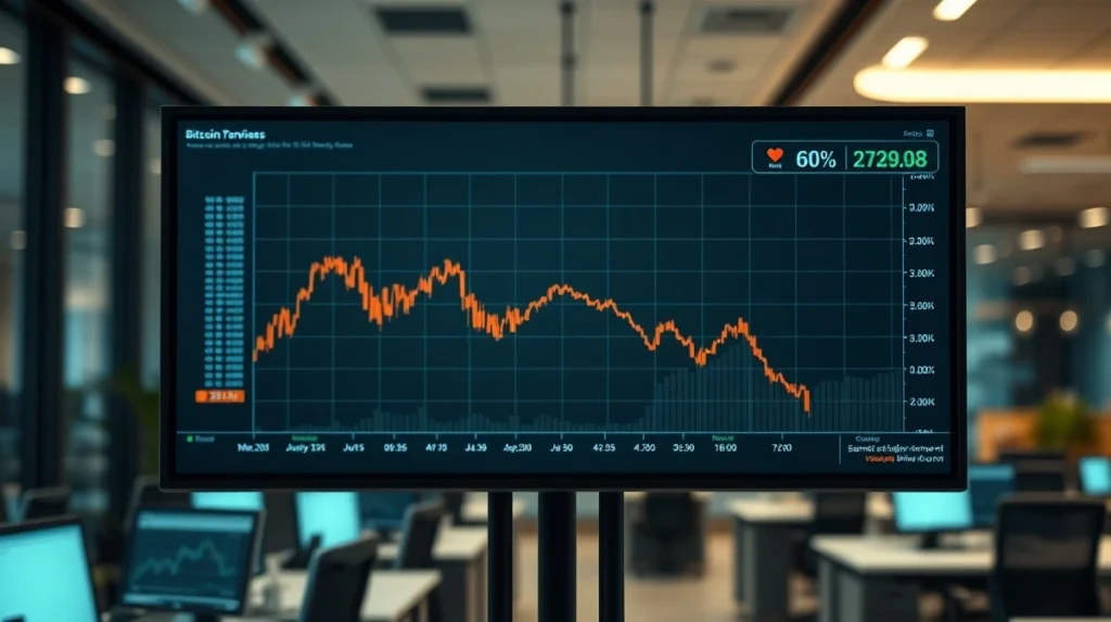 Bitcoin price chart showing a decline below $64,000 on a trading screen