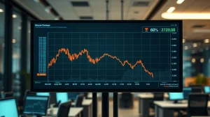Bitcoin price chart showing a decline below $64,000 on a trading screen