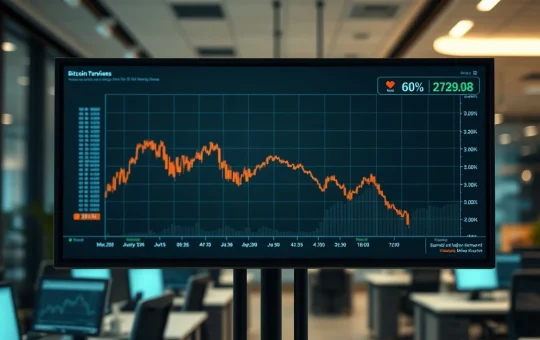 Bitcoin price chart showing a decline below $64,000 on a trading screen