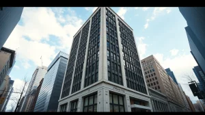 JPMorgan Chase headquarters in New York City under a partly cloudy sky, representing the bank's role in crypto policy discussions.