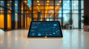 Ethereum Institutional platform dashboard on a tablet in a modern office setting