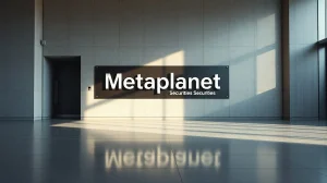 Metaplanet Securities office sign in modern Tokyo lobby
